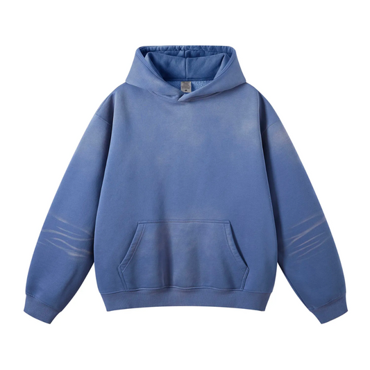 Denim Blue Washed Dyed Fleece Hoodie