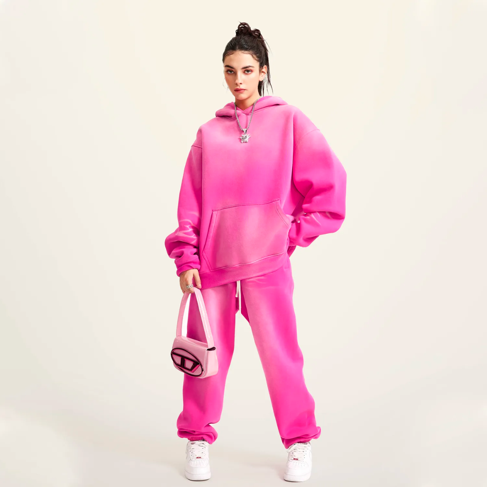 Rose Washed Dyed Fleece Hoodie
