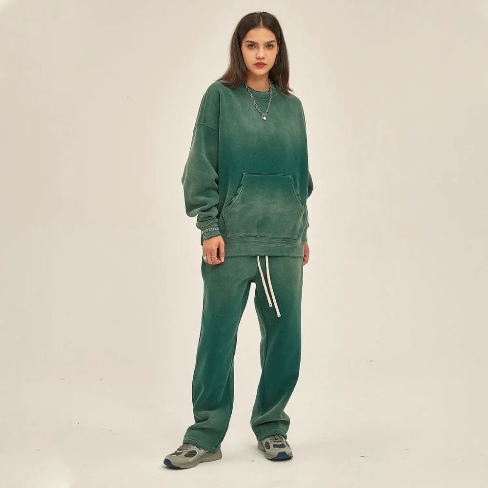 Green Colored Washed Effect Pants