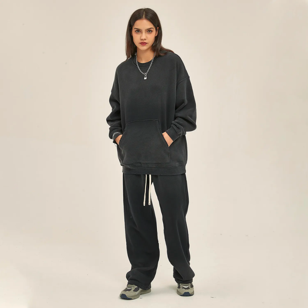 Black Colored Washed Effect Pants