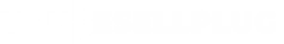 YOUR RESELL PLUG Logo weiss auf schwarzem Hintergrund