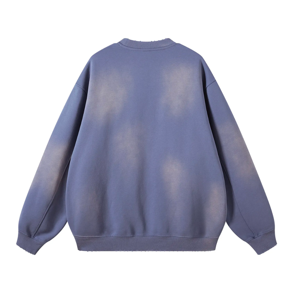 Denim Blue Washed Dyed Fleece Sweater