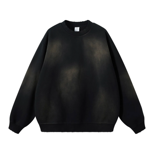 Black Washed Dyed Fleece Sweater