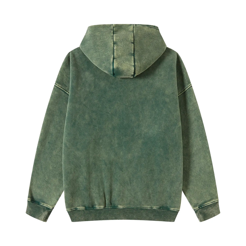 Olivegreen Washed Zip Fleece Hoodie