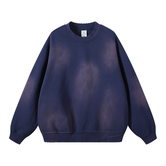 Marineblue Washed Dyed Fleece Sweater