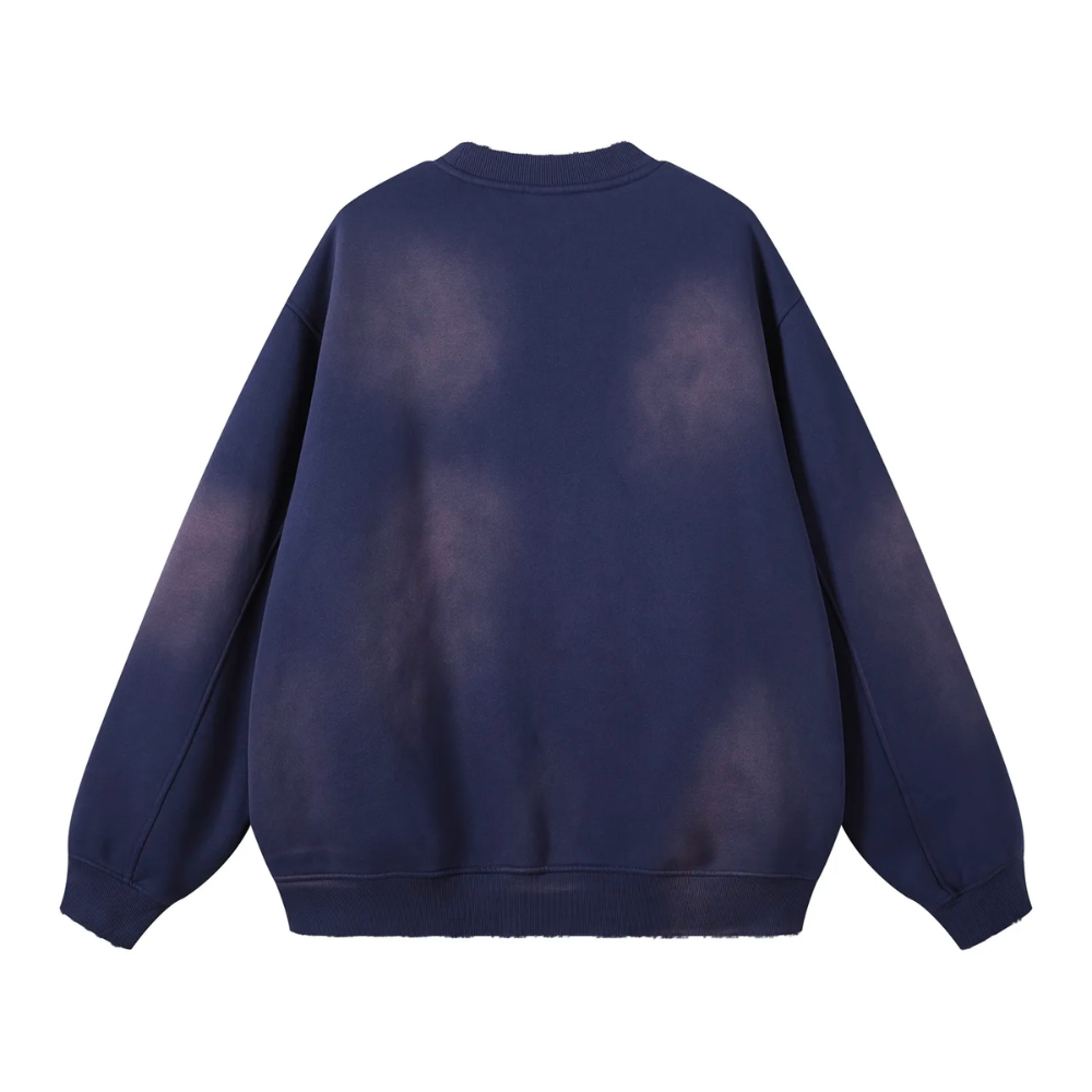 Marineblue Washed Dyed Fleece Sweater