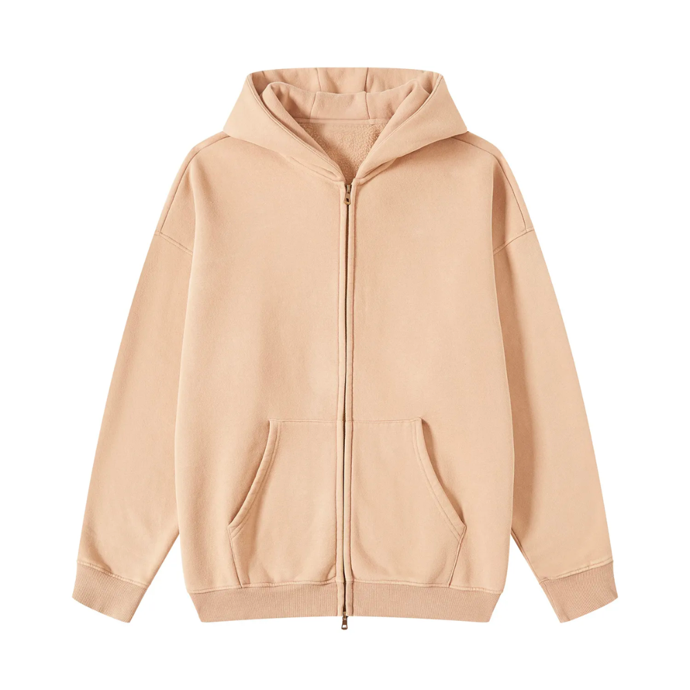 Sand Washed Zip Fleece Hoodie