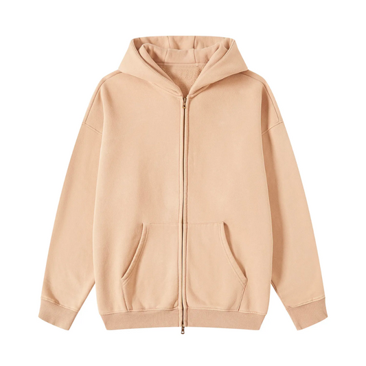 Sand Washed Zip Fleece Hoodie