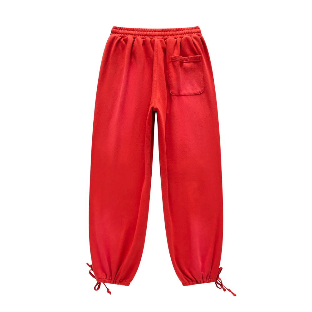 Red Washed Dyed Fleece Joggers