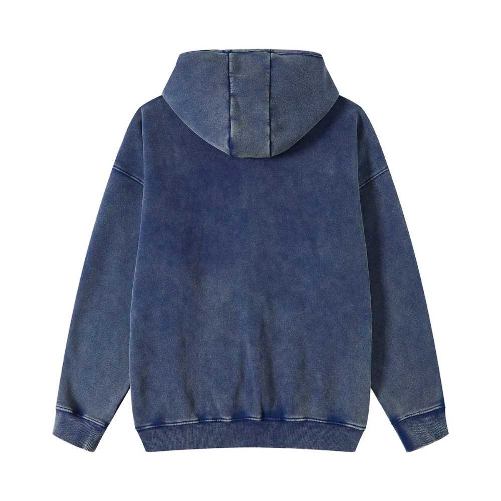 Blue Washed Zip Fleece Hoodie