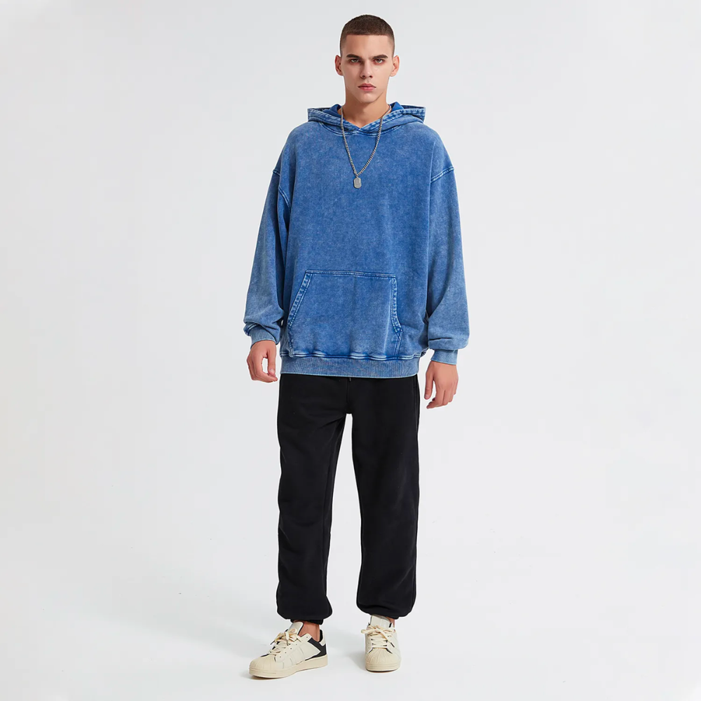 Blue Snow Wash Hoodie