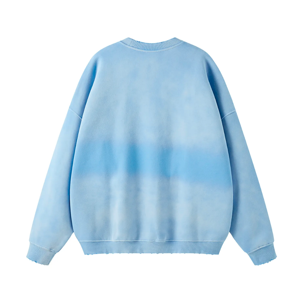 Sky Blue Gradient Washed Effect Sweater