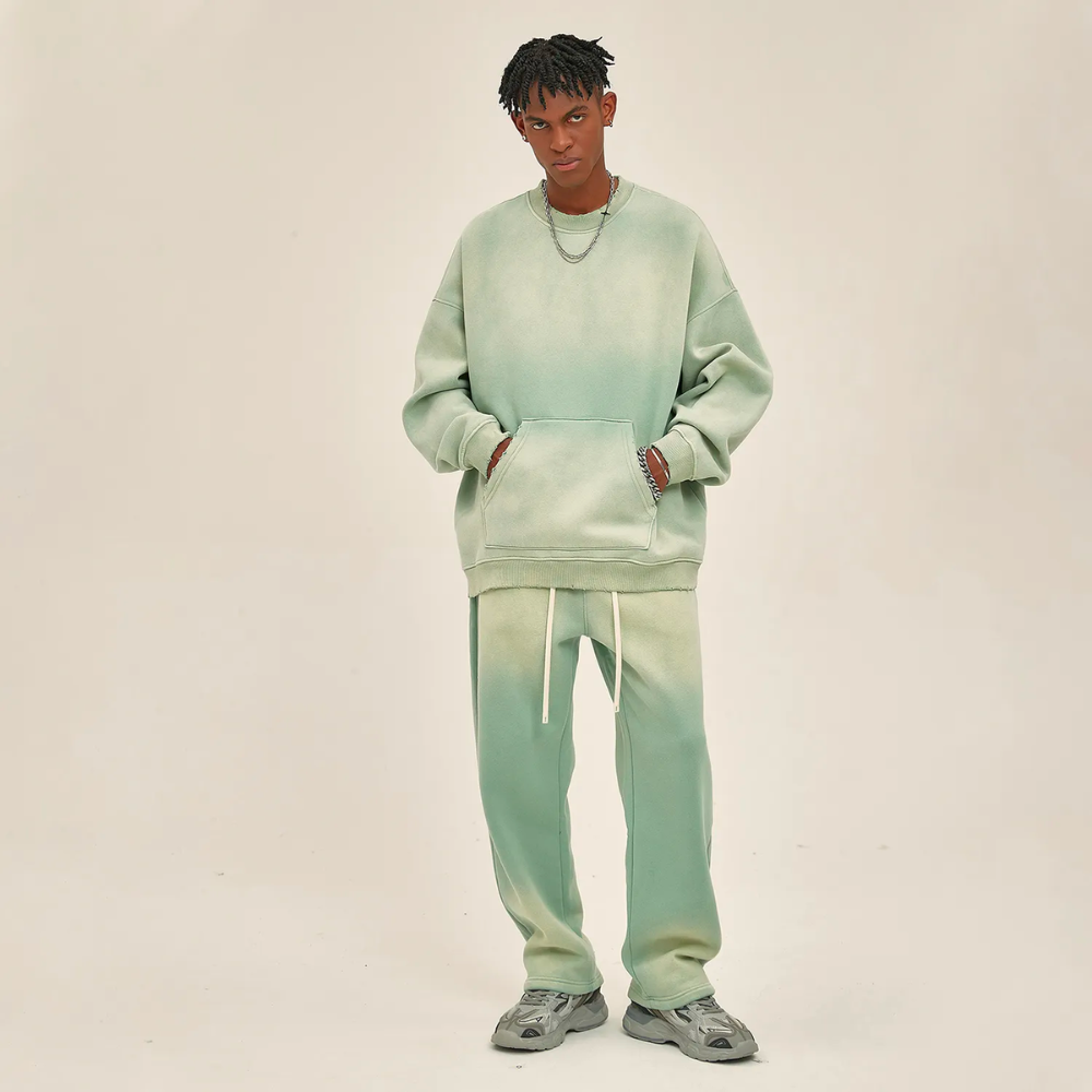 Light Green Gradient Washed Effect Sweater