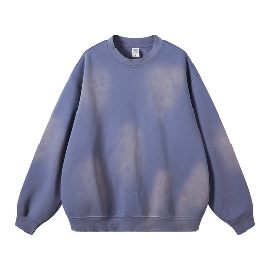 Denim Blue Washed Dyed Fleece Sweater