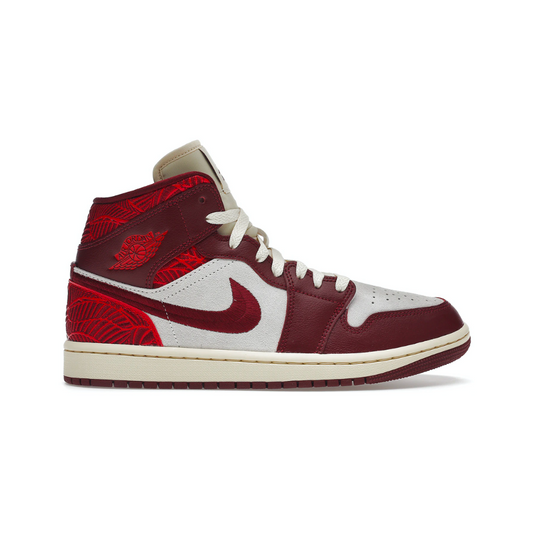 Jordan 1 Mid Tiki Leaf Team Red