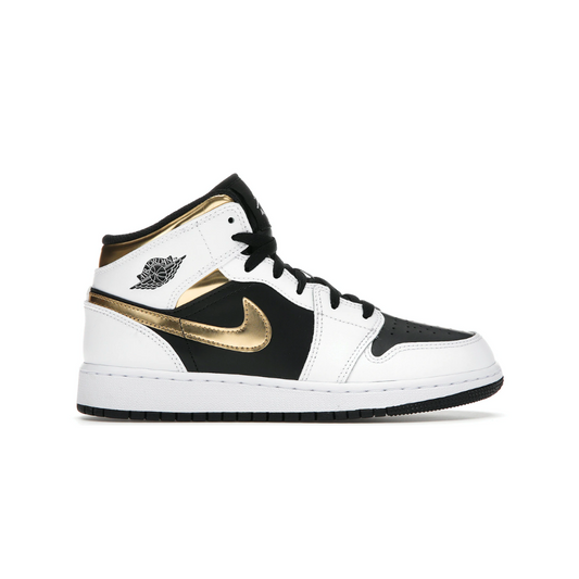 Jordan 1 Mid White Gold Black