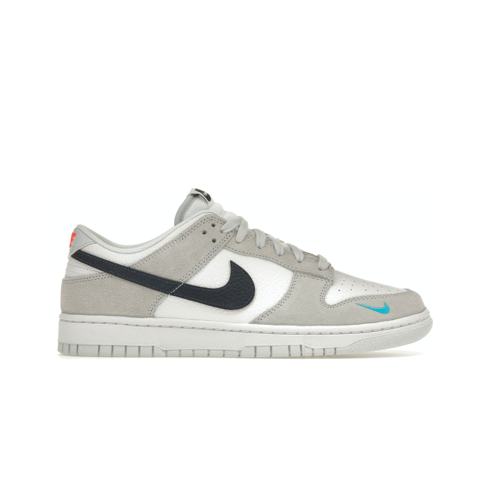 Nike Dunk Low White Grey Navy Aqua Mini Swoosh