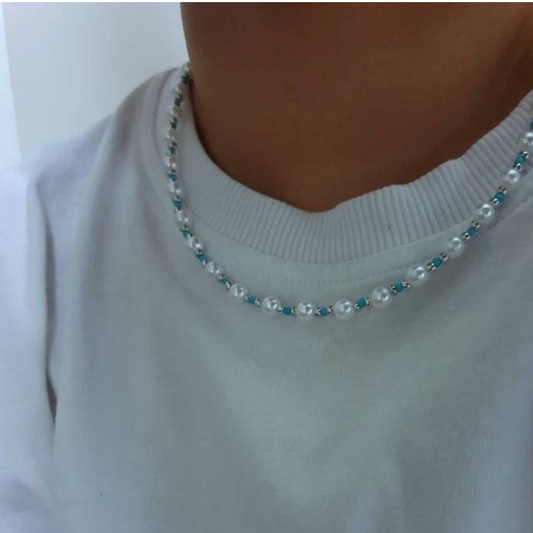Necklace Metallic/Light Blue